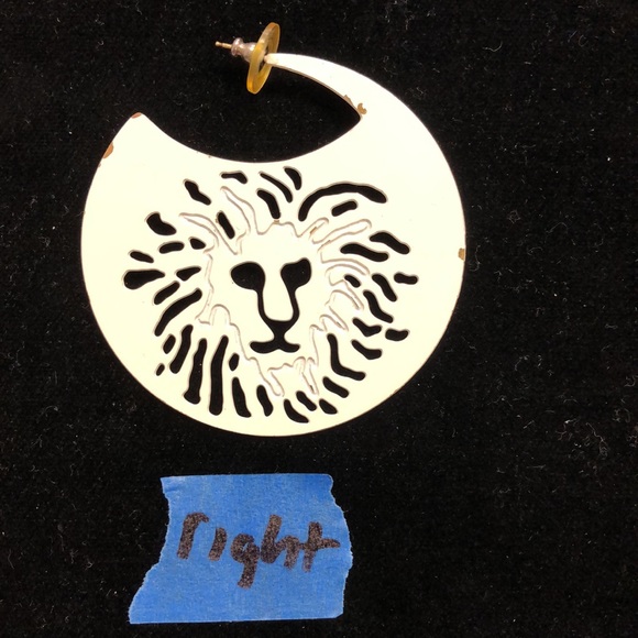 Vintage Rare Anne Klein Lion Head Logo Crescent Shaped Earrings - Picture 8 of 16